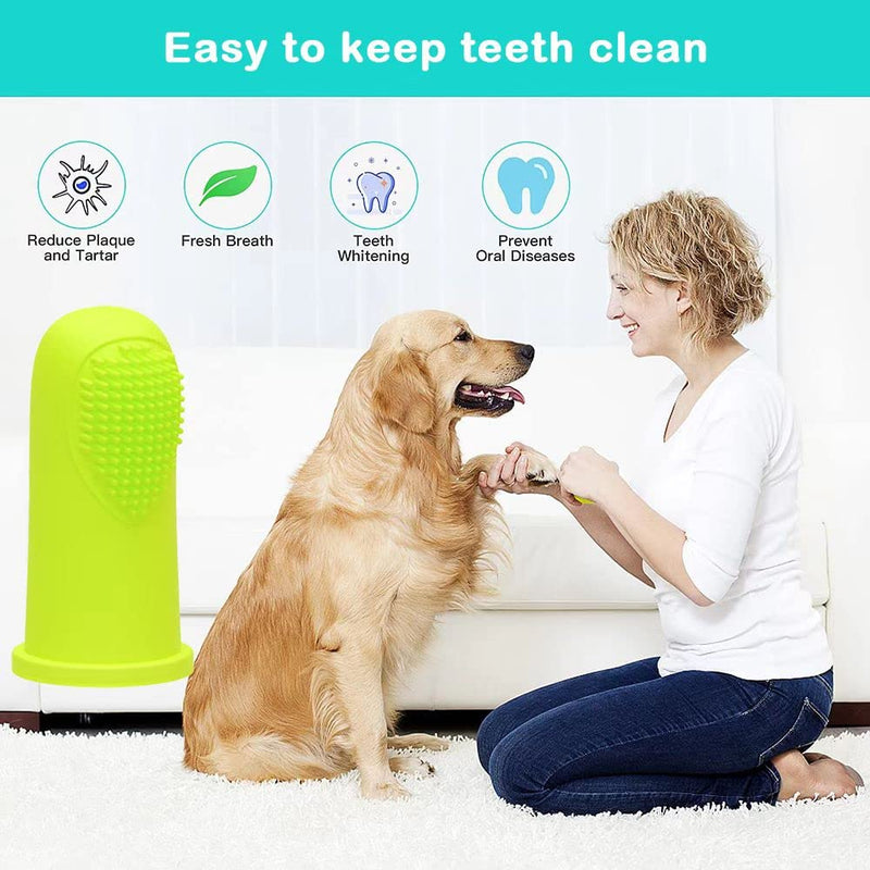 Dog Toothbrush Finger Toothbrush Set (4 Pack, with Dog Eye tears Black Chin Cleaning Tool) , Silicone Toothbrush，Soft bristles, Easy to Clean Teeth, Suitable for Dogs, Cats and Pets to use - PawsPlanet Australia
