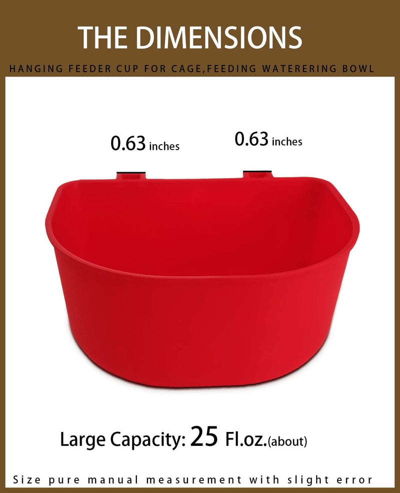 5 Pack Cage Cups Chicken Birds Feeder Water Bowl 25 OZ Rabbit Feeding Watering Dish for Travel Carrier Cat Puppy Food Dispenser Hanging Wire Cages Treats Box Seed Drinking Coop Cup Birdbath Red 25 OZ Pack of 5 - PawsPlanet Australia