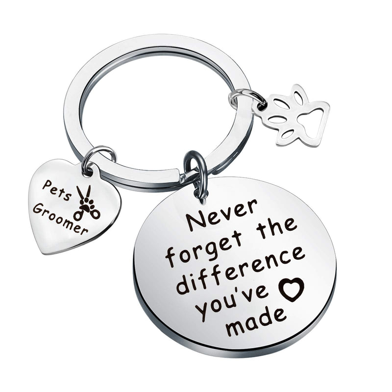 MYOSPARK Pet Groomer Keychain Dog Salon Gift Never Forget The Difference You've Made Appreciation Jewelry Pet Beautician Gift Difference Pet Groomer Keychain