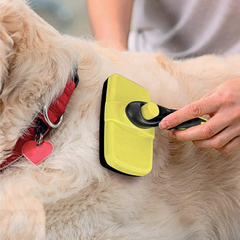Self-Cleaning Grooming Brush for Dogs and Cats, Retractable Bristles for Easy Hair and Fur Removal - 7.5" Size - PawsPlanet Australia