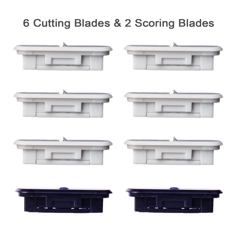Likart 8 Pack Portable Trimmer Cutting Blades,Compatible for Cricut Paper Cutter/Cricut Roll Holder,Paper Trimmer Replacement Blades(6 Cutting Blades & 2 Scoring Blades) White+Black - PawsPlanet Australia