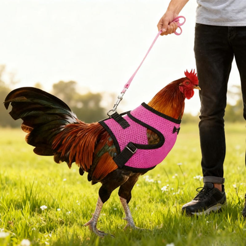 Chicken Harness and Leash Set Adjustable Mesh Breathable Duck Training Harness Pets Leashs for Goose Hen Rooster Parrots Dog Kitten, Blue M M( Chest 18.1-20.5") - PawsPlanet Australia