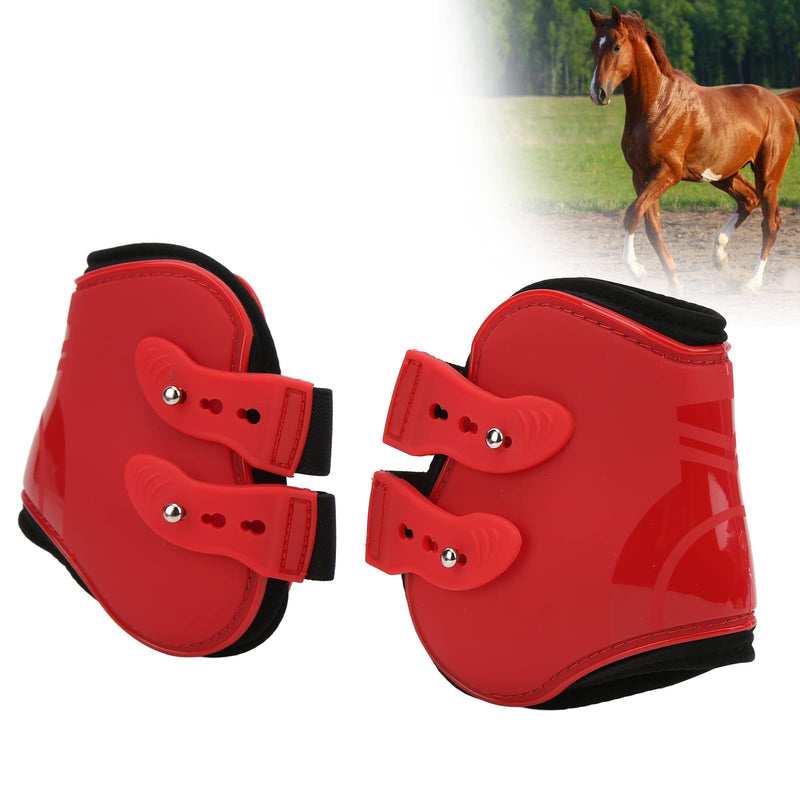 2 Pcs Horse Shin Guards, PU Material Red Horse Hind Leg Shin Guards Shell Adjustable Neoprene Horse Leg Guard for Equestrian Show Horse Jumping