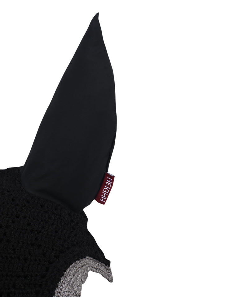 Diamond Ear Bonnet with Sound Resistant and Soft Stretchable Lycra Ears (Large: (Horizontal) A: 34cm, (Vertical) B: 42cm, Black-Grey) Large: (x-axis) A: 34cm, (y-axis) B: 42cm