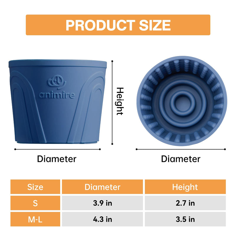 Dog Slow Feeder Lick Bowl, Anxiety Relief Dog Licking Mat Treat Dispenser, Non-Slip Anti-Choking Slow Eating Dog Lick Bowl for Small Medium and Large Breed Dogs, BPA Free Silicone M-L Dark Blue - PawsPlanet Australia