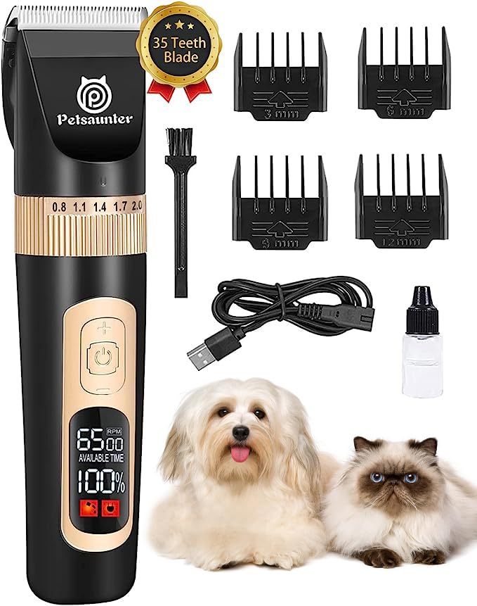 Dog Cat Clippers for Matted Hair - 4-Speed & LCD Dog Clippers for Grooming, Rechargeable for Large&Small Dogs and Cats with Thick Coats - Low Noise & Low Vibration, Paw Trimmer(C95 Pro) C95 Pro - PawsPlanet Australia
