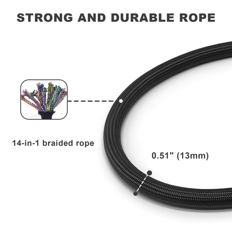 Rope Dog Leash, 6 Foot Heavy Duty Dog Leash with Aviation Aluminum Auto Locking Carabiner, Strong Nylon Pet Lead for Small, Medium, Large Dogs (Black, 6FT) Black - PawsPlanet Australia