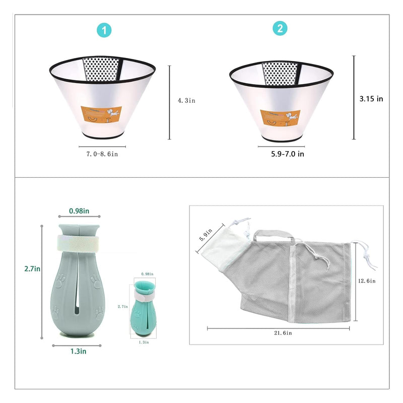 7 Pieces of Cat Bathing Supplies,Anti-Scratch Silicone Cat Shoes,Cat Claw Covers, Cat Shower Net Bag,Cat Bathing Bag,Elizabethan Collar (Grey-3) Grey-3 - PawsPlanet Australia