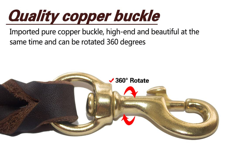 LWBMG Leather Dog Leash - 6ft x 1 inch, Heavy Duty, Braided, Comfortable for Large, Medium & Small Dogs 6 ft x 1 inch Brown - PawsPlanet Australia