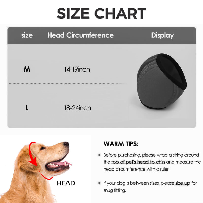 NACOCO Dog Calming Hoodie - No Shake Water Resistant Ear Wraps for Dogs Anxiety Relief & Noise Protection Dog Head Wrap Pet Ear Cover Muffs for Swim Bathing Hematoma(Dark Grey, L) Dark Grey - PawsPlanet Australia