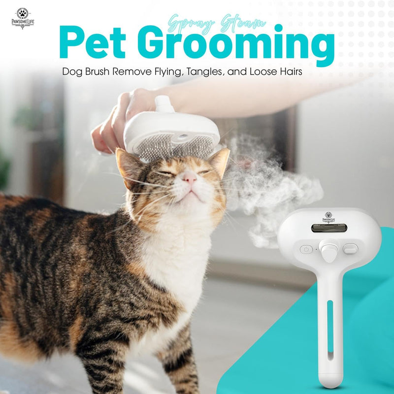 Pet Hair Removal Steam Brush with Enhanced Spray.Rechargeable Pet Steam Brush for Dog & Cat – 3-in-1 Spray Hair Removal Comb – Steam for Shedding & Grooming Includes With Bath Brush - PawsPlanet Australia