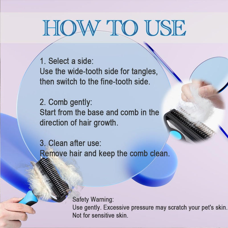 2-in-1 Dog Brush for Shedding & Deshedding – Flea Comb & Undercoat Rake Grooming Tool for Long & Short Haired Dogs – Includes Pet Grooming Glove for Shedding and Flea Removal - PawsPlanet Australia