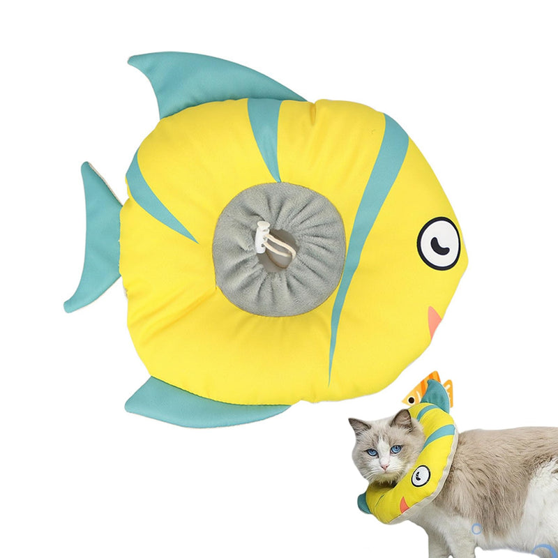 Waterproof Cat Recovery Collar for Wound Healing, Adjustable Cat Cone Collar, Soft Cones to Stop Licking, Comfortable Lightweight Neck Elizabethan Collars for Pets After Surgery (Yellow, S) Yellow