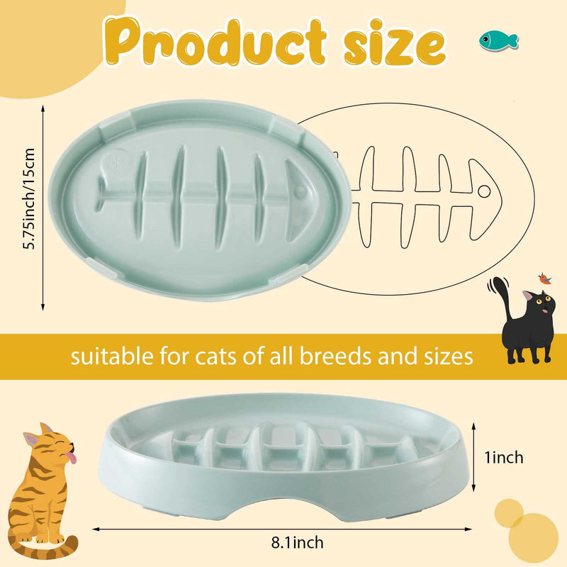 Maitys 2 Pack Cat Slow Feeder Bowl Slow Feed Cat Dish Fishbone Cat Slow Feeder Small Interactive Dog Feeder Dish Anti Gulping Pet Bowl for Cat and Dog Slow Eating to Against Bloat(White, Green) Green,White