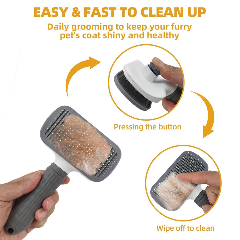 Dog Brush for Shedding,6 PCS in One Pet Slicker Hair Brush Kit Organizer Bag - Dog Cat Grooming Deshedding Undercoat Rake Brush Comb for All Small Large Dogs Cats Grey 6-Grey - PawsPlanet Australia