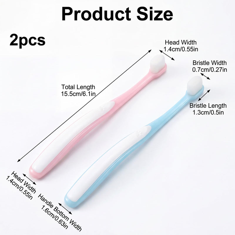 2 Pcs Puppy Toothbrush, Ultra Soft Mini Head Toothbrush for Small Dogs & Soft Dog Toothbrushes, Deep Dental Cleaning for Puppies, Kittens & Tiny Pets (Light Blue + Pink) Light Blue + Pink