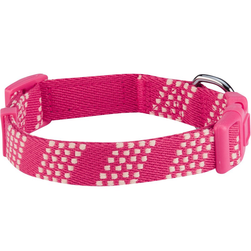 Blueberry Pet 4 Patterns Artisan Crochet Inspired Endless Squares Adjustable Dog Collar, Virtual Pink, Large, Neck 18"-26" - PawsPlanet Australia