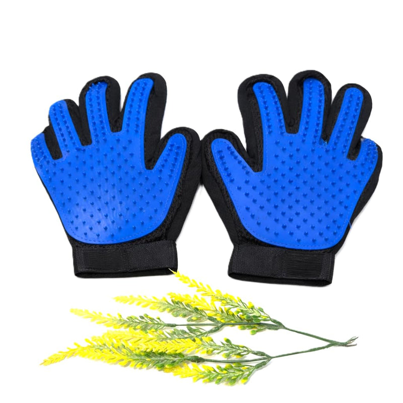 Pet Grooming Glove(1 Pair), Blue and Black, Deshedding Brush Mitt for Dogs and Cats - PawsPlanet Australia