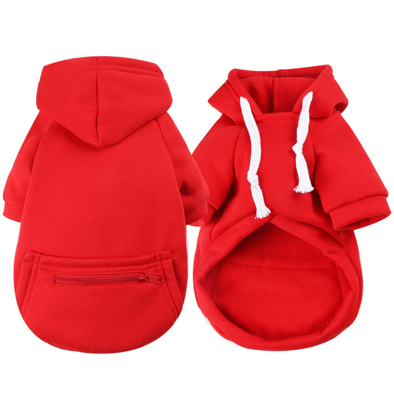 Small Dog Hoodie Cat Sweater Red Warm Soft Fleece Sweatshirts with Pocket Fall Winter Puppy Sweaters Cat Clothes for Cats Only Chihuahua Yorkies French Bulldog Outfits Pet Hooded Costume S(Fit 1-3 lbs)