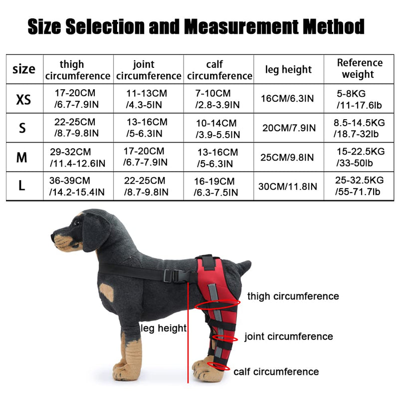 Dog Knee Brace Adjustable Dog Double Rear Leg Brace with Metal Hinged Flexible Support and Reflective Seat Belts Dog Acl Brace Hind Leg Red (S) S - PawsPlanet Australia