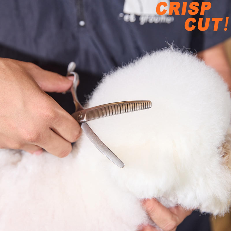 High-end Professional Dog Grooming Curved Thinning Scissors Teeth Blending Shears Pet Texturizing Thinner Blender Shears 7 Inch Extremely Very Sharp Made Of Stainless Steel Alloy For Dog Cat Groomer Matte Silver Curved Thinning 7inch - PawsPlanet Australia