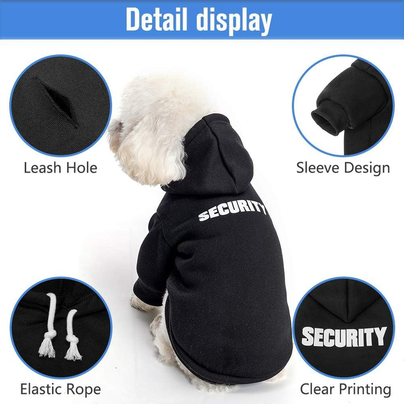 SCENEREAL Security Dog Hoodie Sweaters for Small Medium Large Dogs, Brushed Fleece Dog Clothes with Hat,Soft Cotton Winter Spring Coat All Weather Clothes, Classic Halloween Costume with Leash Hole XXX-Large Black (SECURITY Printed)