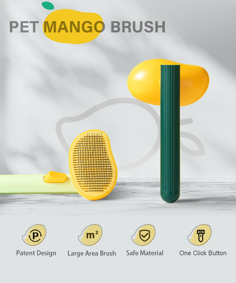 Self-Cleaning Dog & Cat Slicker Brush, Skin Friendly Deshedding Grooming Tool for Long or Short Haired Dogs Cats Rabbits, Dog Shedding Brush with Release Button - Mango Dark Mangop - PawsPlanet Australia