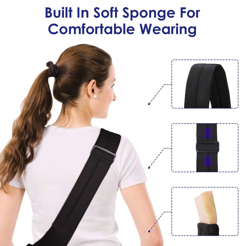 Dog Padded Papoose Sling, Small Pet Sling Carrier Hands Free Carry Adjustable Shoulder Strap Reversible Tote Bag with a Pocket Safety Belt Dog Cat Traveling Subway 5-12lbs Water-Resistant Black - PawsPlanet Australia