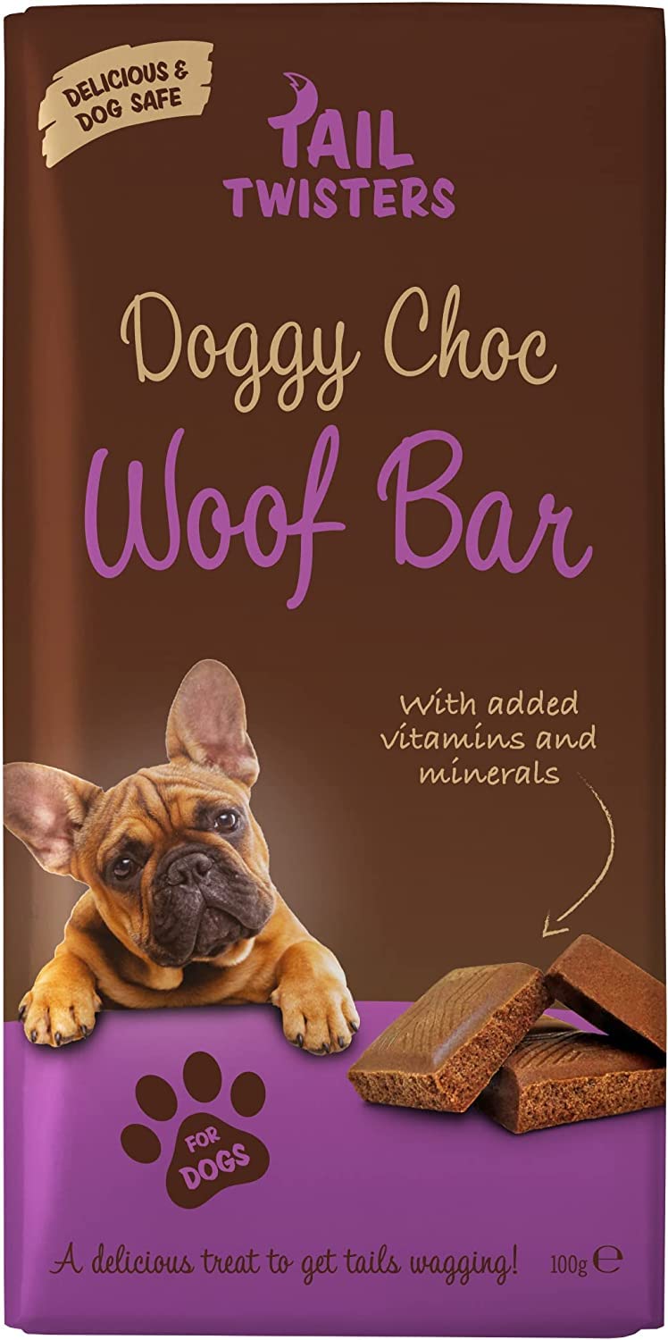 6 Pack Tail Twisters Doggy Choc Safe Chocolate Treat Training Woof Bar 100g - PawsPlanet Australia