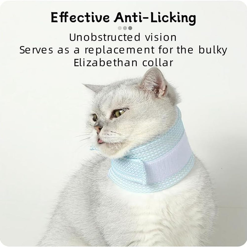 Neck brace cover for cats - Breathable and adjustable neck collar for postoperative recovery, scratch-resistant, lick-proof