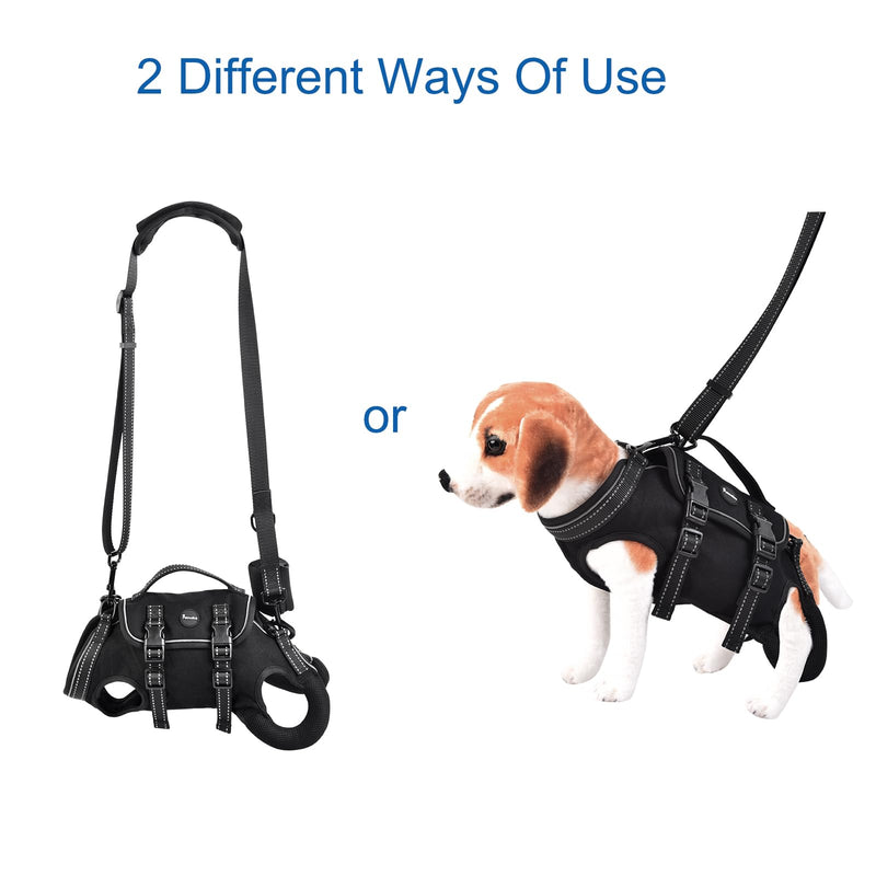 Petmolico Dog Carrier Dog Vest Harness Dog Lift Harness Adjustable Dog Leash with Small Puppy Treat Bag(Black, Samll) - PawsPlanet Australia
