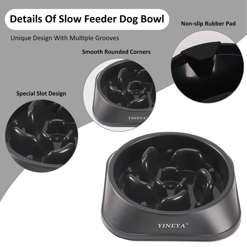 Slow Feeder Dog Bowls Small Breed, Dog Slow Feeder Bowl, Dog Food Bowls Slow Feeder, Small Dog Bowl Slow Feeder, Dog Puzzle Feeder Bowls, Dog Bowls Small Size Dog, Slow Eating Dog Bowl 1~2Cups Medium A - Black - PawsPlanet Australia