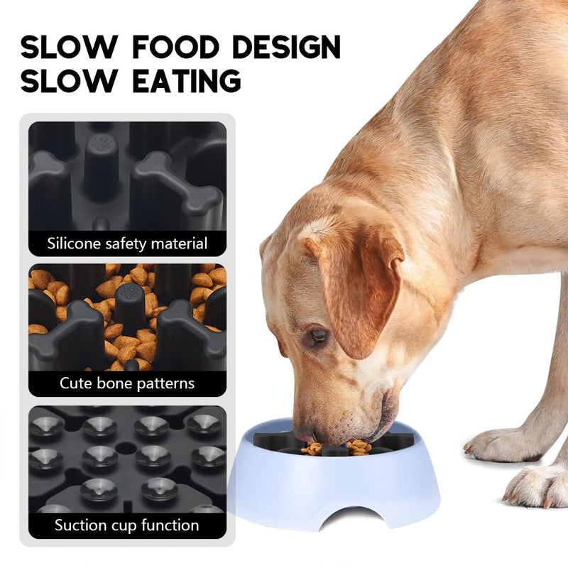Slow Feeder Dog Bowls Insert, Animire Soft Silicone Anti-Choking Puzzle Slow Feeder, Anti-Slip Slow Down Eating Feeder Insert, Compatible with Regular Elevated Dog Bowls L Black - PawsPlanet Australia
