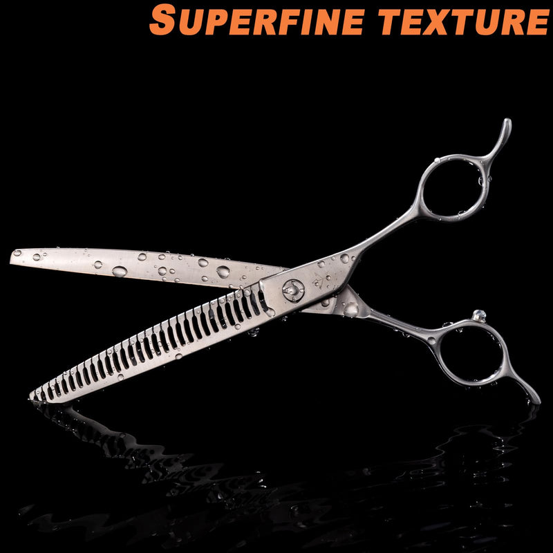 High-end Professional Dog Grooming Curved Thinning Scissors Teeth Blending Shears Pet Texturizing Thinner Blender Shears 7.5 Inch Extremely Very Sharp Made Of Stainless Steel Alloy For Dog Cat Groomer Matte Silver Curved Thinning 7.5inch - PawsPlanet Australia