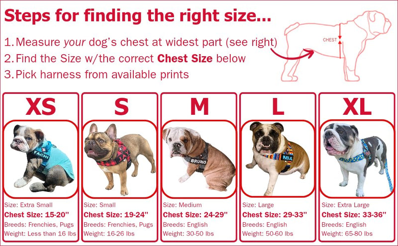 Harness – Made for Larger Chested Dogs Like English Bulldogs, French Bulldogs, Pugs & More. Stops Dogs from Pulling & Choking on Walks (TIE DYE, XL) TIE DYE XL ( Chest 33" - 36" ) - PawsPlanet Australia