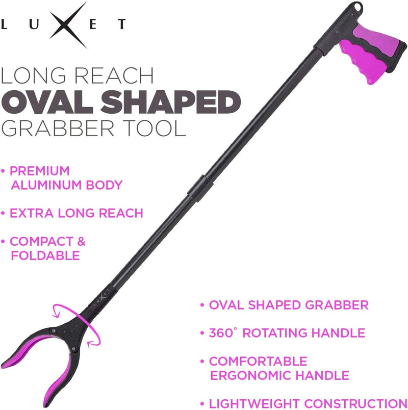 Grabber Reacher Tool - 2 Pack - Latest Version Long 32 Inch Foldable Pick Up Stick - Strong Grip Magnetic Tip Lightweight Trash Picker Claw Reacher Grabber Tool Elderly Reaching - by Luxet (Pink) Pink - PawsPlanet Australia