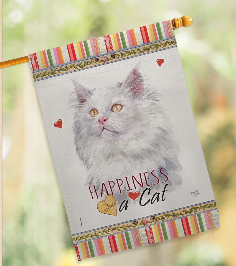 Breeze Decor German Long Hair Happiness House Flag Pack Cat Kitten Meow Spoiled Paw Fur Pet Nature Farm Animal Creature Applique Banner Small Garden Yard Gift Double-Sided, Made in USA - PawsPlanet Australia