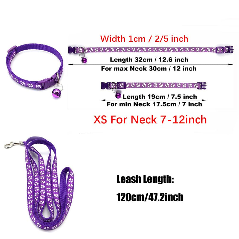 Red Small Puppy Collar Girl Leash Set, Nylon Paw Print Cat Collar and Leash Adjustable Buckle for Xs XSmall Small Puppy Dogs Girl Kitten Yorkie Chihuahua X-Small Red Size: Neck 7-12"