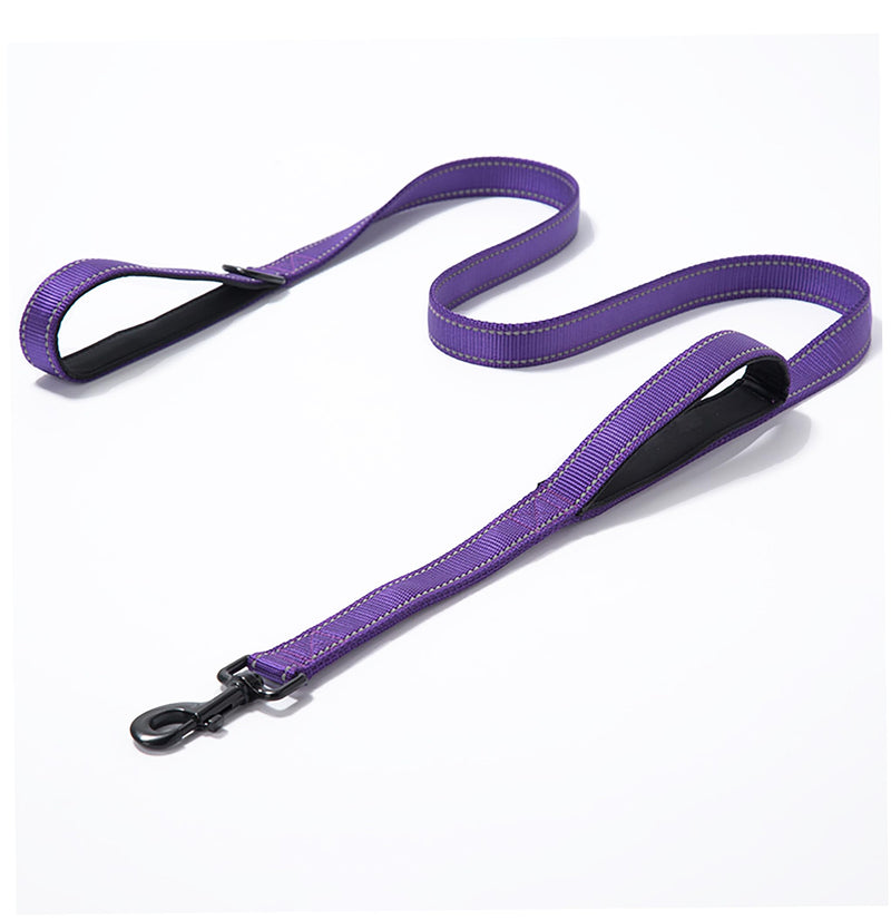 Heavy Duty Dog Leash - 2 Handles by Padded Traffic Handle for Extra Control, 6foot Long - Perfect for Medium to Large Dogs (Purple, 6 ft) Purple