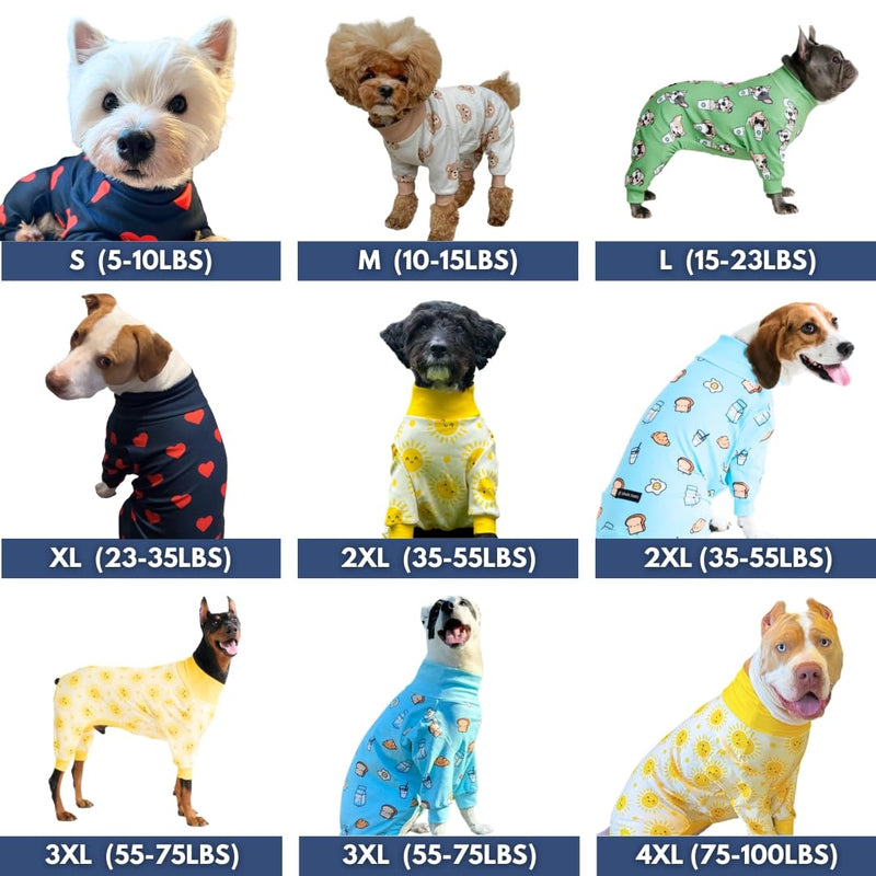 Spark Paws Dog Pajama, Dog Recovery Suit Male, Onesie, Ultra-Soft and 4-Way Stretch, for Small Medium and Large Breeds - Hearts - 2XL 2XL: 35-55lbs - PawsPlanet Australia