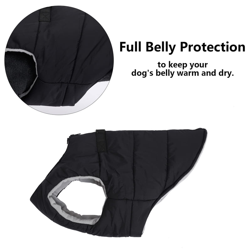 Geyecete Dog Bulldog Clothes Dog Cotton Padded Coat Thick Winter Warm Vest Waistcoat Cold Weather Jacket Clothing for French Bulldog Coat-Black-M Medium Black - PawsPlanet Australia