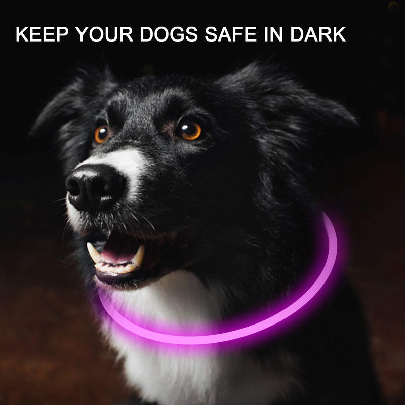 2-Pack LED Dog Collar, Light Up Dog Collars,Rechargeable Dog Lights for Night Walking，Universal, Reusable Safety Necklace for Small Medium Large Dogs RED&Pink - PawsPlanet Australia