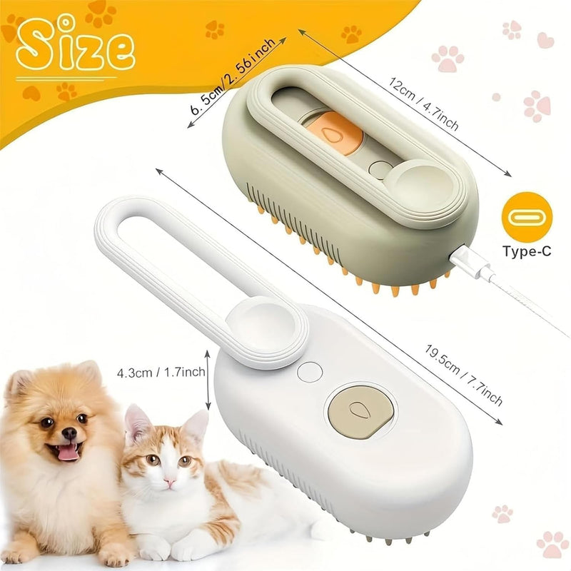 Cloud Care Cat Brush, 2024 Best Cat Steam Brush,Defur Comb for Cats,3-in-1 Self-Cleaning Cat Brush with 360° Rotating Arm, Detachable Silicone Bristle Head(Brown) Brown - PawsPlanet Australia