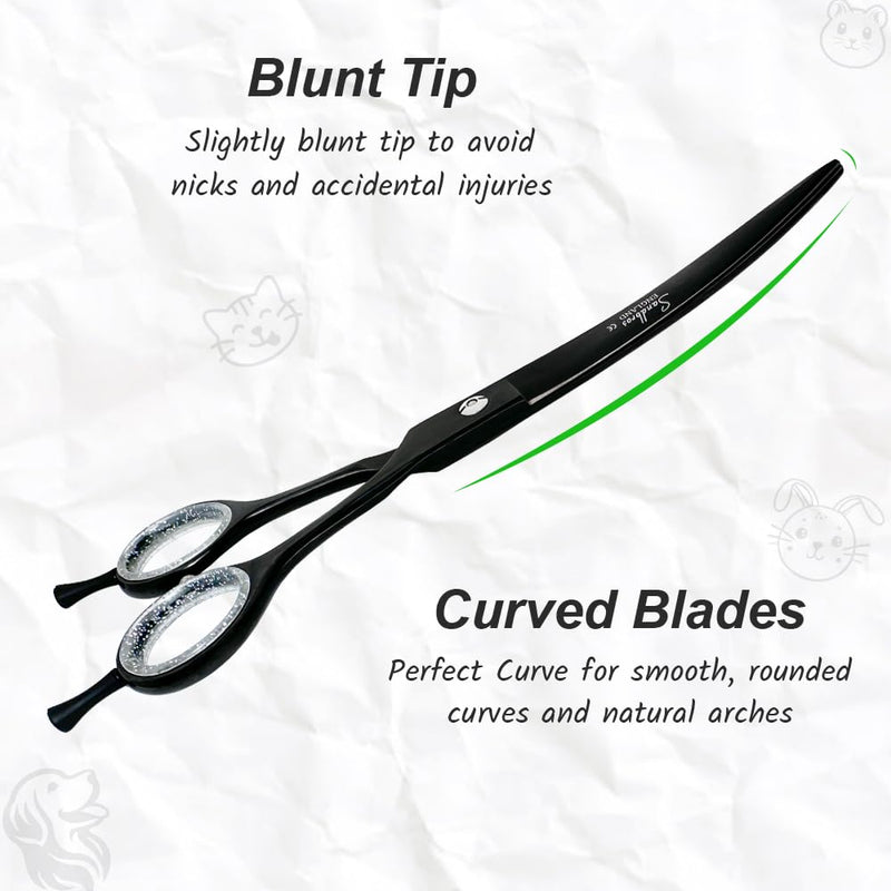 Dog Grooming Scissors with Extra Sharp Blades | 7.5” Curved Dog Grooming Scissors for Dogs, Cats & Pets Hair Cutting for Professionals, Salons & Home Groomers