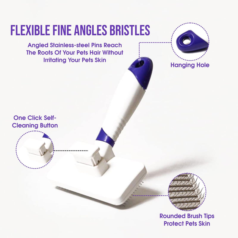 Self-Cleaning Gentle Slicker Brush, Sensitive Skin Gentle Dog Brush, for Big Dog and Large Breed, to Remove Loose Hair, Mats, Dirt - Pain Free Grooming - PawsPlanet Australia