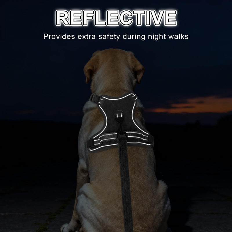 BEAUTYZOO No Pull Dog Harness Large, Adjustable Dog Harness and Leash Set -Easy Wearing with 3 Buckles/Control Handle,No Choke Soft Padded Reflective Pet Vest for Training Walking Hiking,Grey L L: chest 22"-33" Solid Grey - PawsPlanet Australia
