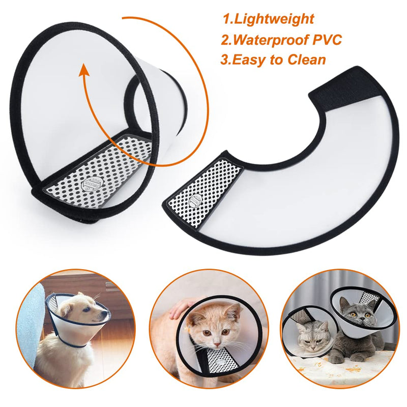Vivifying Cat Cone, Adjustable Recovery Pet Cone, 8.1 Inches Lightweight Plastic Elizabethan Collar for Cats, Mini Dogs and Rabbits (Black) M（Neck: 7.2-9.0 in） - PawsPlanet Australia