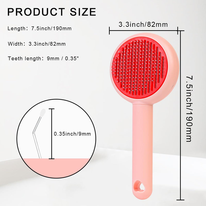 Self-Cleaning Pet Grooming Brush for Dogs & Cats - Effortlessly Removes Loose Hair, Tangles, and Mats - Ideal for Long & Short Hair Pets - Ergonomic, Skin-Friendly Design with Massage Particles Pink - PawsPlanet Australia