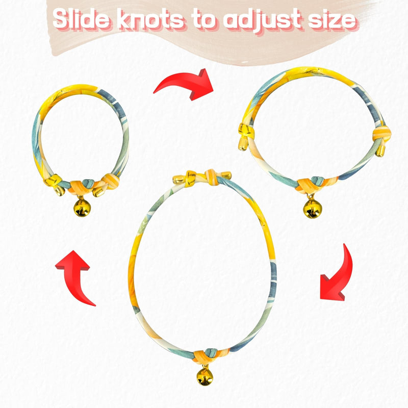 Handmade Cotton Cat Collar with Bell – Adjustable Slip-On Design, No Buckle, Lightweight Rope Collar for Kittens, Indoor Cats, and Small Pets (Daisy) Daisy - PawsPlanet Australia
