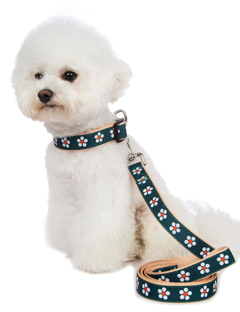 2PCS Floral Dog Collar and Flower Leash Set Pet Gift Adjustable Dogs Floral Collars for Small Medium Large Collars (S) S (7"-12") - PawsPlanet Australia